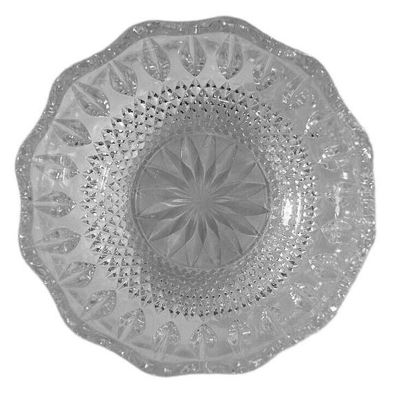 Vintage 25% Lead Crystal Bowl Clear Cut Glass Scalloped Edges - Japan - Picture 3 of 6
